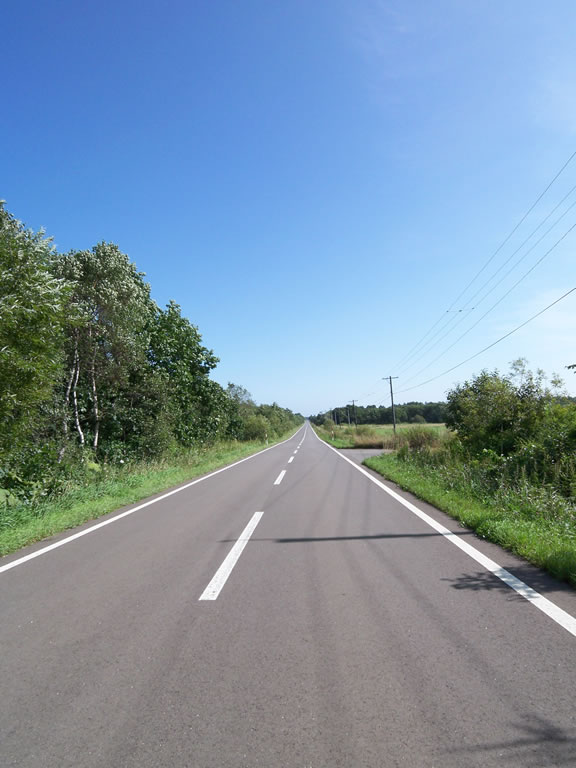 別海付近の直線路