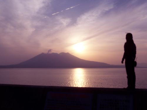 桜島に沈む夕日